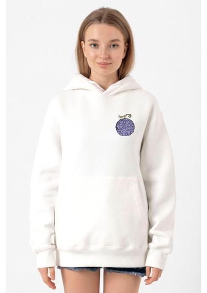 One Piece Anime Gomu Gomu Devil Fruit Beyaz Kadın 3ip Kapşonlu Sweatshirt