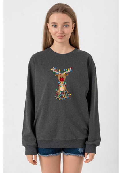 Adorable Reindeer Christmas Füme Kadın 2ip Sweatshirt