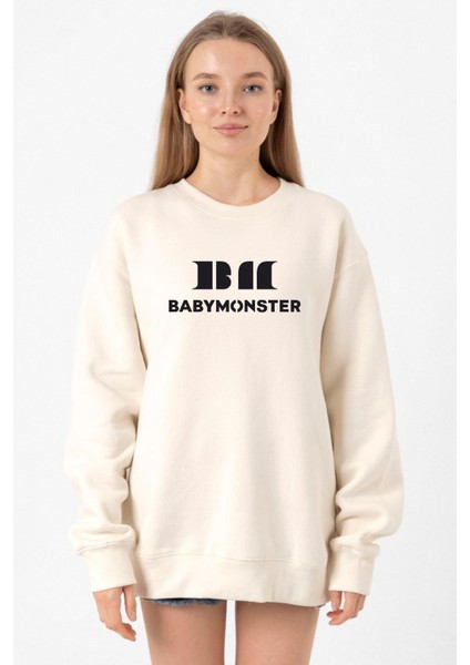 Babymonster Logo Ekru Kadın 2ip Sweatshirt