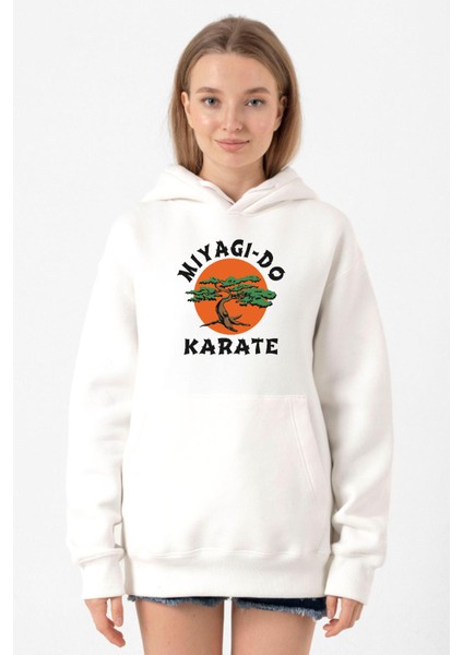 Cobra Kai Miyagi Do Karate Beyaz Kadın 3ip Kapşonlu Sweatshirt