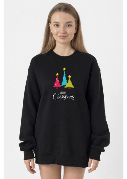 Merry Christmas Siyah Kadın 2ip Sweatshirt