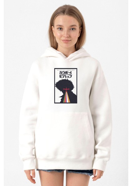 See You In Space Cowboys Minimalist Anime Poster Beyaz Kadın 3ip Kapşonlu Sweatshirt