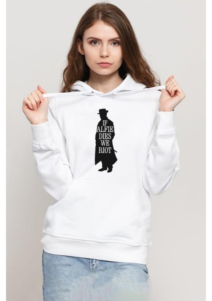 Peaky Blinders Alfie Dies Halloween Beyaz Kadın 3ip Kapşonlu Sweatshirt