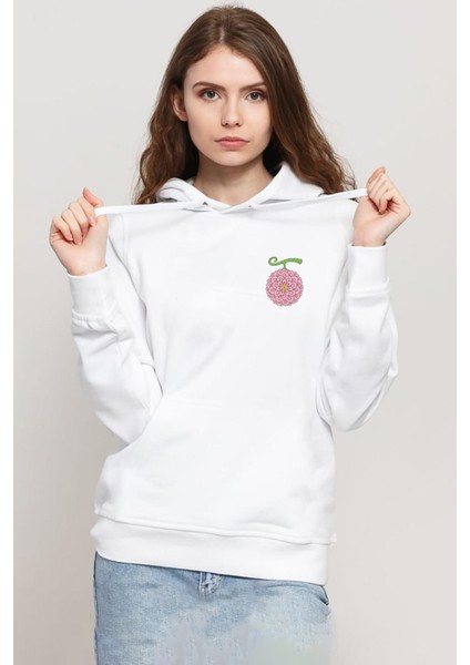 One Piece Anime Hana Hana Devil Fruit Beyaz Kadın 3ip Kapşonlu Sweatshirt