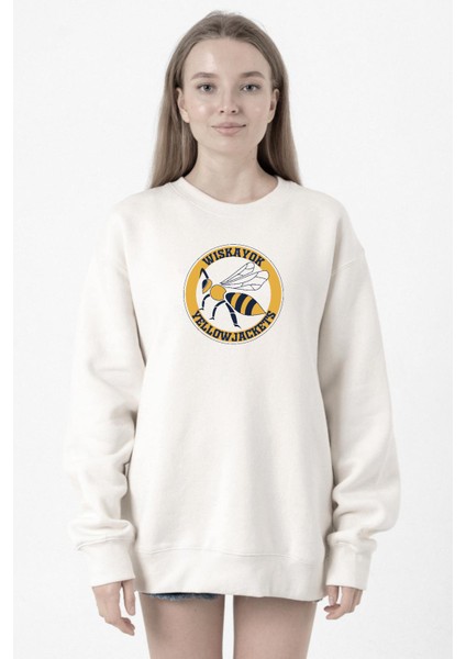 Wiskayok Yellowjackets Logo Beyaz Kadın 2ip Sweatshirt