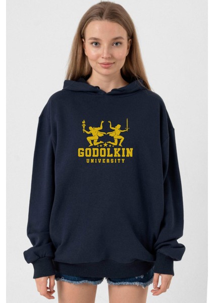Gen V Godolkin University Logo Lacivert Kadın 3ip Kapşonlu
