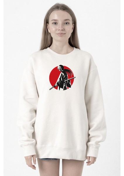 Rurouni Kenshin Samurai Logo Beyaz Kadın 2ip Sweatshirt