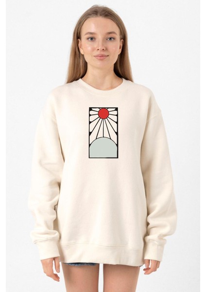 Demon Slayer Anime Crest Earring Demon Ekru Kadın 2ip Sweatshirt