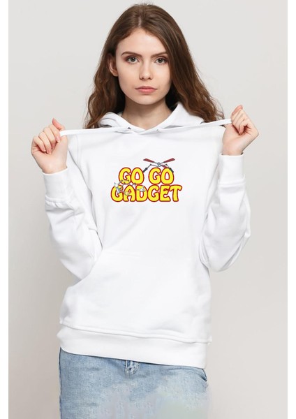 Inspector Gadget Go Go Gadget Beyaz Kadın 3ip Kapşonlu Sweatshirt