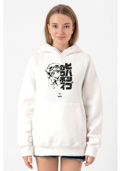 Cowboy Bebop Vintage Ein And Ed Beyaz Kadın 3ip Kapşonlu Sweatshirt