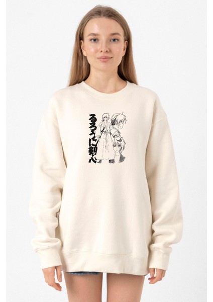 Rurouni Kenshin Black White Art Ekru Kadın 2ip Sweatshirt