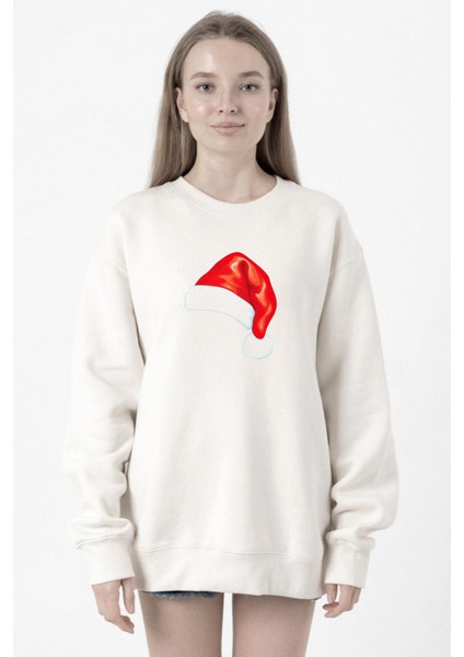Watercolor Christmas Hat Beyaz Kadın 2ip Sweatshirt