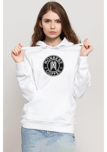 Monsta x Monbebe Coffee Beyaz Kadın 3ip Kapşonlu Sweatshirt