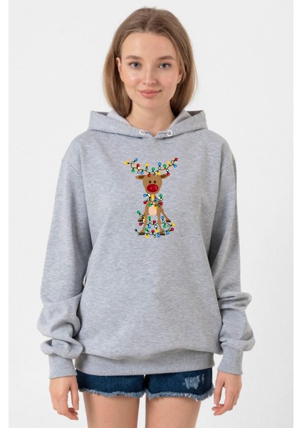 Adorable Reindeer Christmas Grimelanj Kadın 3ip Kapşonlu Sweatshirt