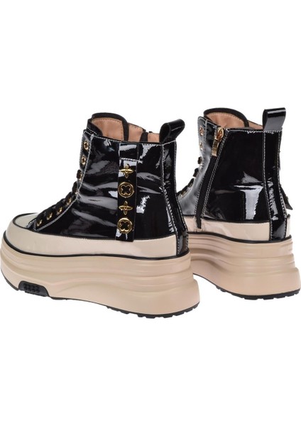 Kalın Tabanlı Günlük Kadın Bot GJ-336 Siyah Rugan Bej indirimleri