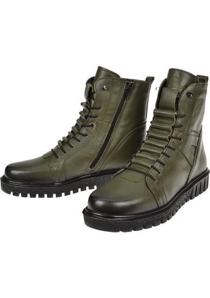 Hakiki Deri Kadın Bot HJ-17945-Z Haki