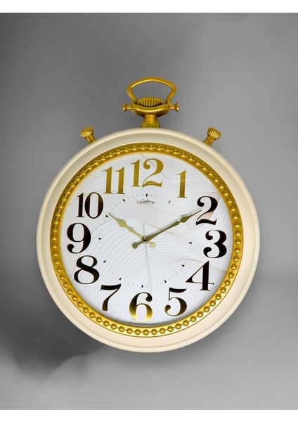 736-CA Serisi Köstekli Saat Görünümlü Sessiz Akar Duvar Saati 50 cm Gold