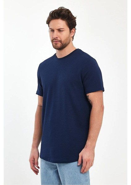 Erkek Bisiklet Yaka Rahat Kalıp Ottoman Dokuma Pamuklu T-Shirt