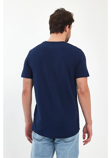 Erkek Bisiklet Yaka Rahat Kalıp Ottoman Dokuma Pamuklu T-Shirt indirimleri