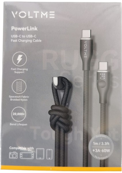 C2049 Powerlink Usb-C To Usb-C Hızlı Şarj Kablosu-1mt 3A/60W