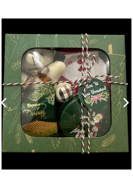 Hediye Konsept Kutusu, Ayıcık Anahtarlık,Unisex Çorap,doğal Kokulu Mum,dubai Gofret fiyatları