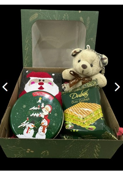 Hediye Konsept Kutusu, Ayıcık Anahtarlık,Unisex Çorap,doğal Kokulu Mum,dubai Gofret modelleri