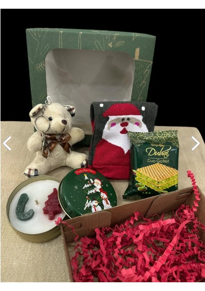 Hediye Konsept Kutusu, Ayıcık Anahtarlık,Unisex Çorap,doğal Kokulu Mum,dubai Gofret fırsatları