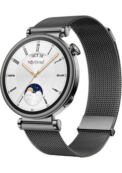 Huawei Watch Gt6 41mm Gt4 41mm Gt5 41mm ile Uyumlu Kordon (18mm) Çift Mıknatıslı Metal Hasır Çelik Kayış