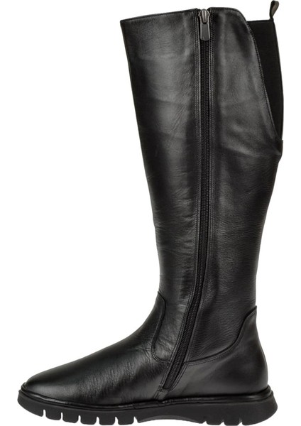 Baldır Kısmı Lastikli Comfort Kadın Çizme PLM-22828 Siyah