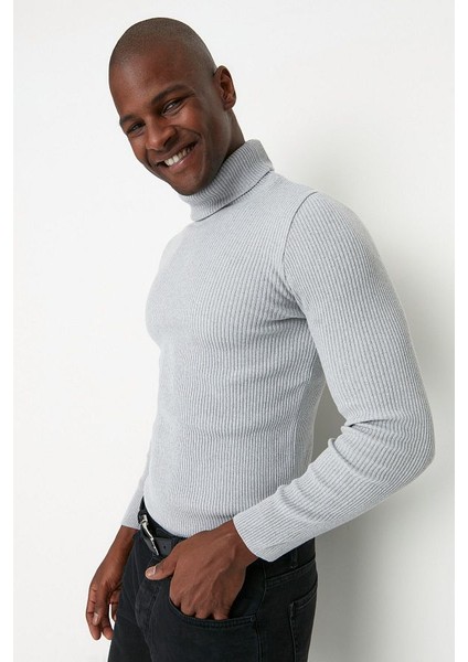 Erkek Slim Fit Dar Kesim Yumuşak Dokulu Tüylenmeyen Tam Balıkçı Yaka Triko Kazak