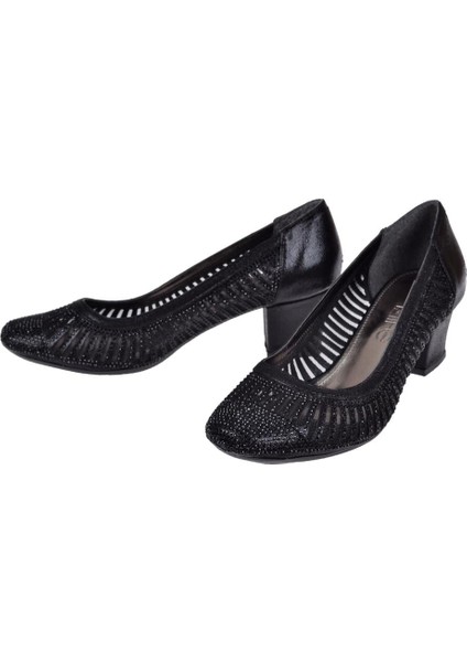 6,5 cm Topuklu Taşlı Kadın Ayakkabı İZ-253 Siyah Taşlı fırsatları