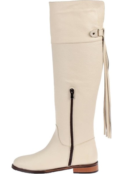 Maximino Hakiki Deri Binici Kadın Çizme MX-422 BEJ modelleri