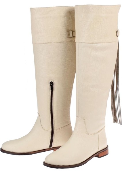 Maximino Hakiki Deri Binici Kadın Çizme MX-422 BEJ fırsatları