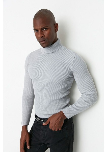 Erkek Slim Fit Dar Kesim Yumuşak Dokulu Tüylenmeyen Tam Balıkçı Yaka Triko Kazak