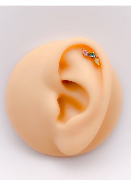 Cerrahi Çelik Piercing Badem Taşlı Asimetrik Kıkırdak Helix Tragus PIERCING(1ADET)