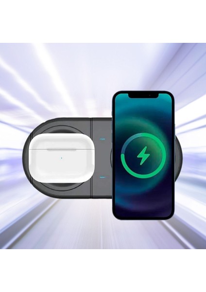 ® 2si 1ARADA Kablosuz Saat,kulaklık ve Telefon Hızlı Şarj Etme Aparatı