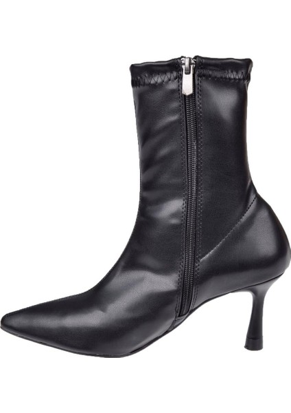 Likralı Topuklu Kadın Bot İZ-200 Siyah modelleri