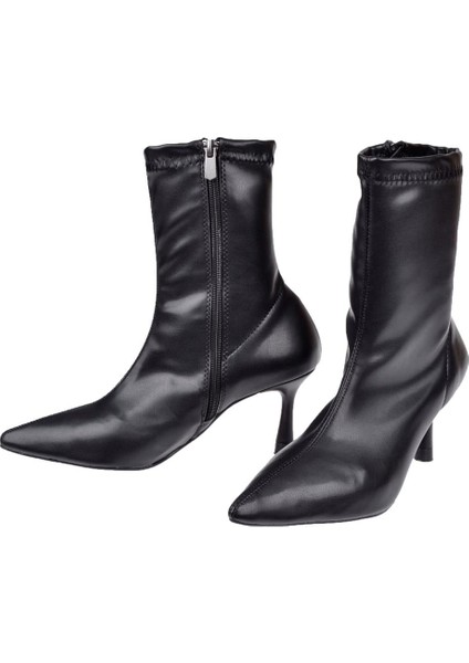 Likralı Topuklu Kadın Bot İZ-200 Siyah fırsatları