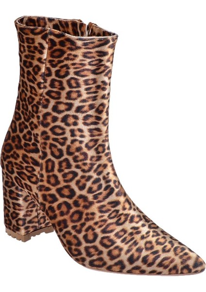 Leopar Desenli Topuklu Kadın Bot İZ-612 Leopar