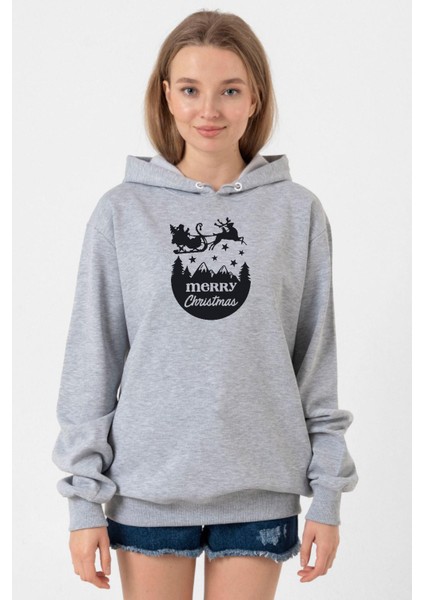 Merry Christmas Sleigh Grimelanj Kadın 3ip Kapşonlu Sweatshirt