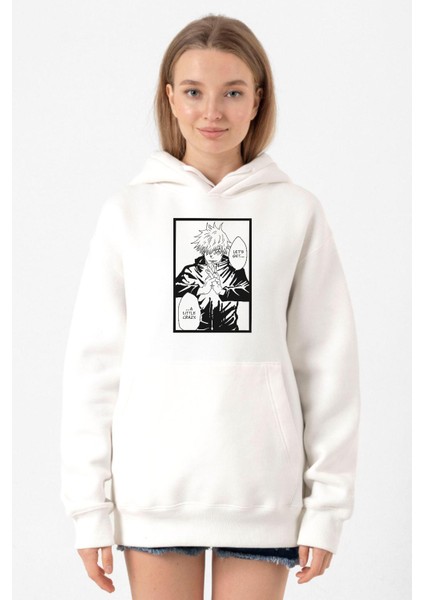 Jujutsu Kaisen Anime Satoru Gojo Lets Get A Little Crazy Beyaz Kadın 3ip Kapşonlu Sweatshirt