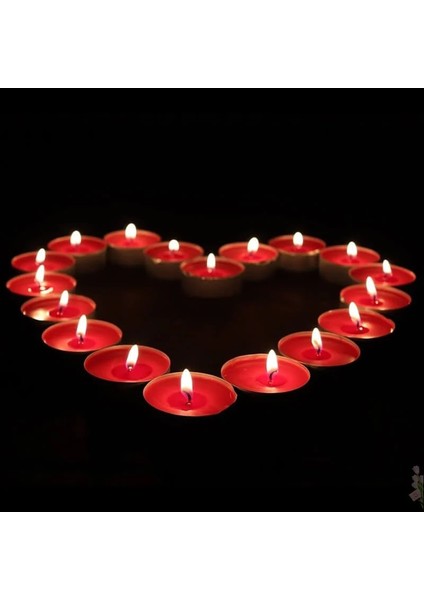 Kırmızı Dekoratif Kokusuz Tealight Mum Tea Light Mum 50 Adet fiyatları