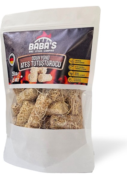 / ODUN YÜNÜ TUTUŞTURUCU / BBQ, MANGAL, SOBA, ŞÖMİNE TUTUŞTURUCU / ≈25 AD - 250 GR