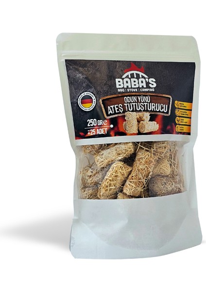 / ODUN YÜNÜ TUTUŞTURUCU / BBQ, MANGAL, SOBA, ŞÖMİNE TUTUŞTURUCU / ≈25 AD - 250 GR