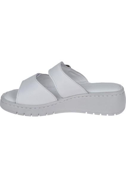 Hakiki Deri Comfort Kadın Terlik SK-22362 BEYAZ modelleri
