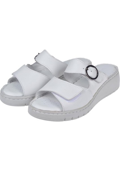 Hakiki Deri Comfort Kadın Terlik SK-22362 BEYAZ fırsatları