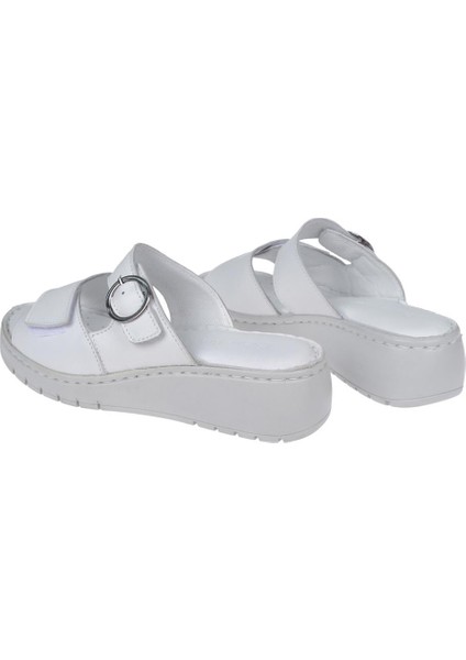 Hakiki Deri Comfort Kadın Terlik SK-22362 BEYAZ indirimleri