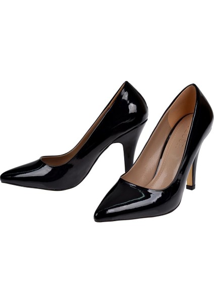 10 cm Topuklu Kadın Ayakkabı Stiletto MAK-437 Siyah Rugan fırsatları