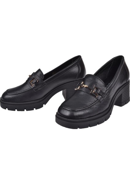 Hakiki Deri Kalın Topuklu Kadın Ayakkabı BL-2683 Siyah fırsatları
