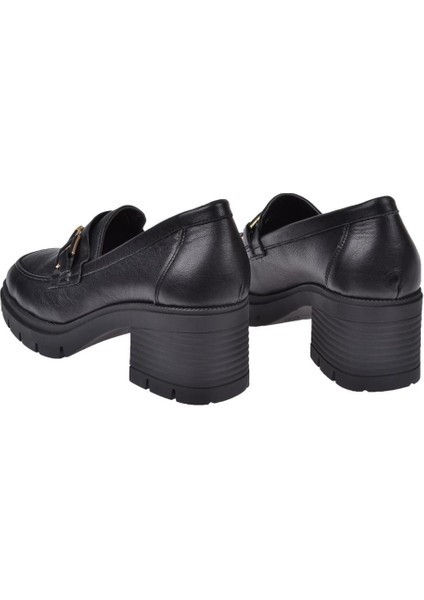 Hakiki Deri Kalın Topuklu Kadın Ayakkabı BL-2683 Siyah indirimleri
